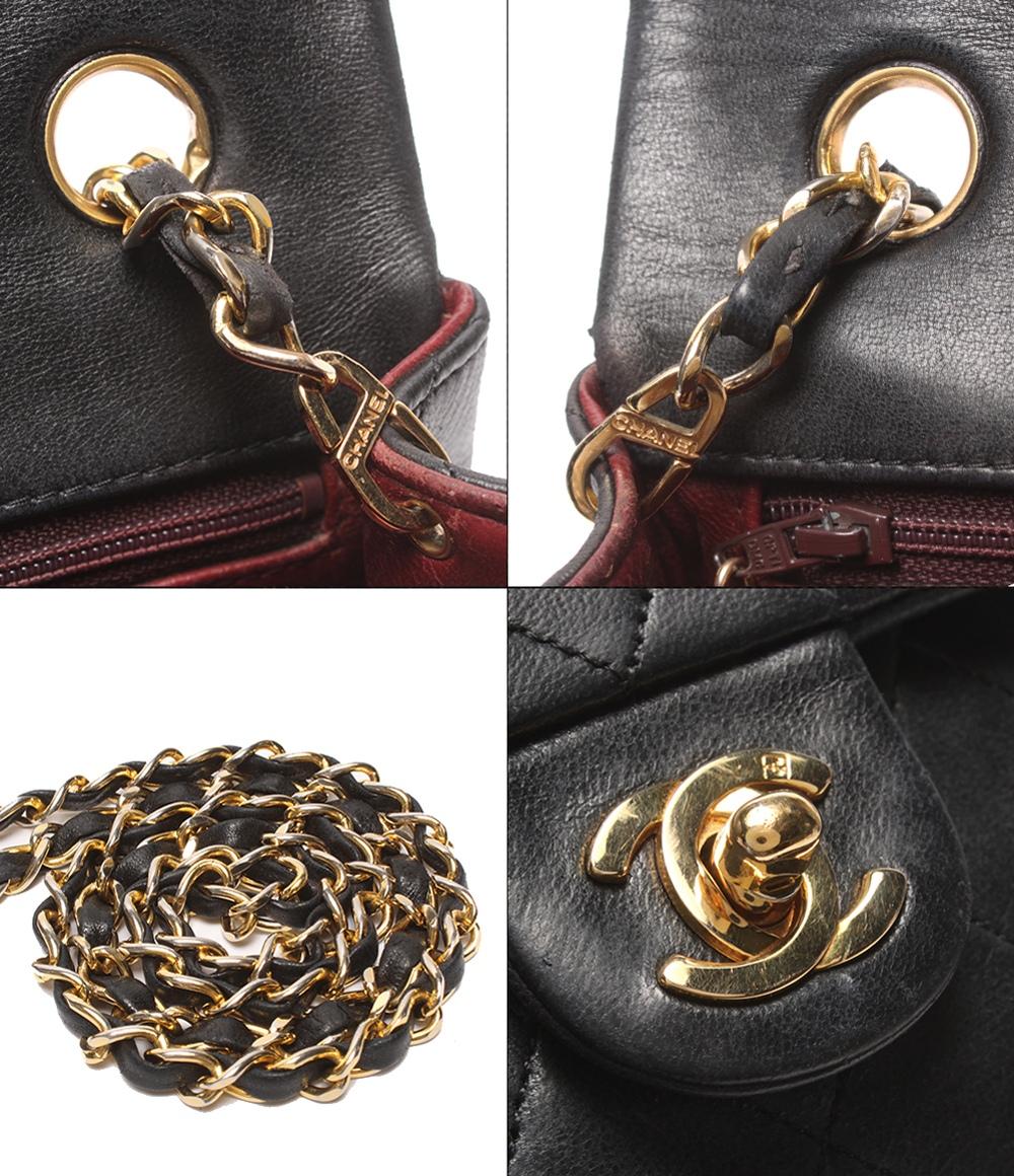 CHANEL チェーンショルダーバッグ 肩掛け ゴールド金具 ラムスキン マトラッセ シングルチェーン シングルフラップ 1番台 レディース シャネル