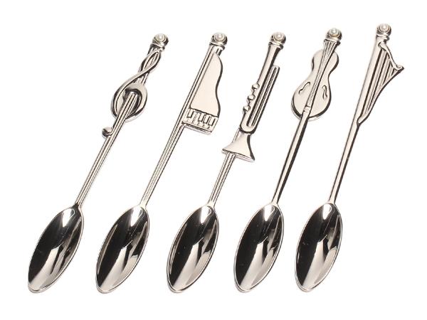 MIKIMOTO INTERNATIONAL スプーン 5点セット 楽器 音符 パール付 ミキモトインターナショナル