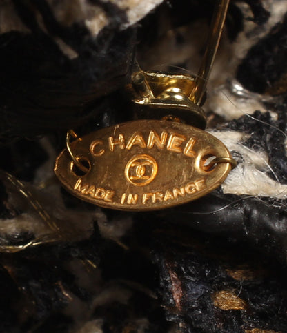 美品 CHANEL コサージュ ゴールド金具 カメリア ツイード レディース シャネル