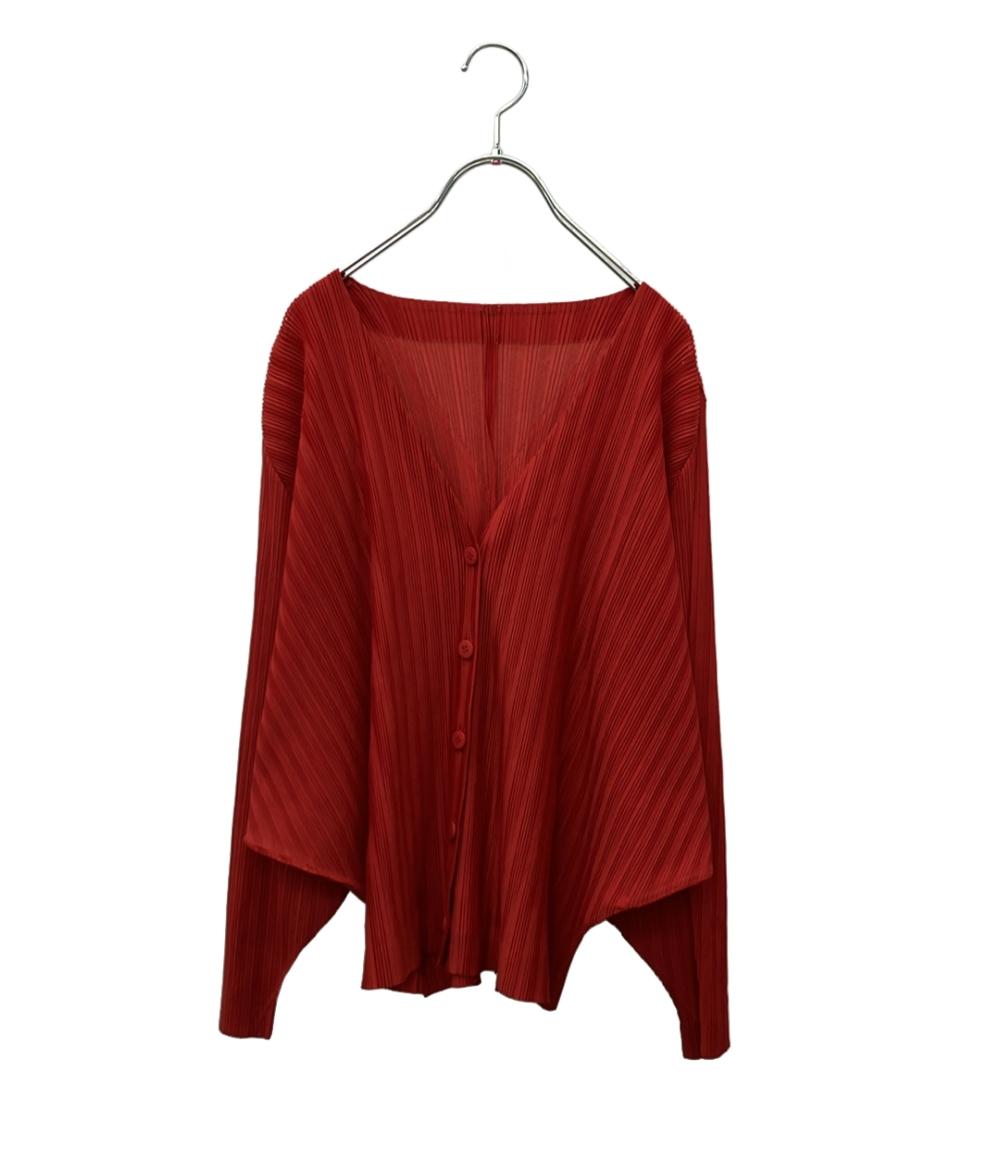 PLEATS PLEASE 長袖カーディガン プリーツ加工 Vネック PP33-F0353 レディース SIZE 3 (L) プリーツプリーズ