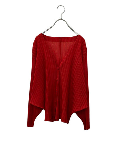 PLEATS PLEASE 長袖カーディガン プリーツ加工 Vネック PP33-F0353 レディース SIZE 3 (L) プリーツプリーズ