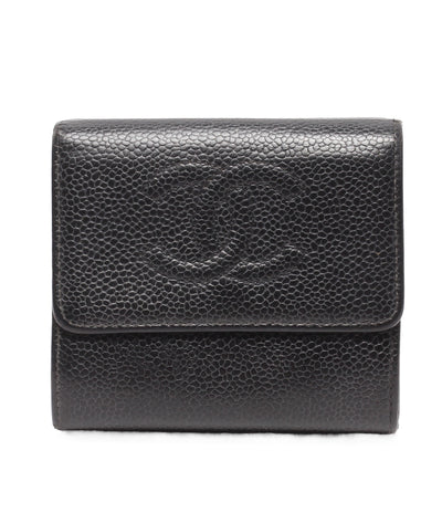 CHANEL Wホック三つ折り財布 キャビアスキン ココマーク レディース シャネル