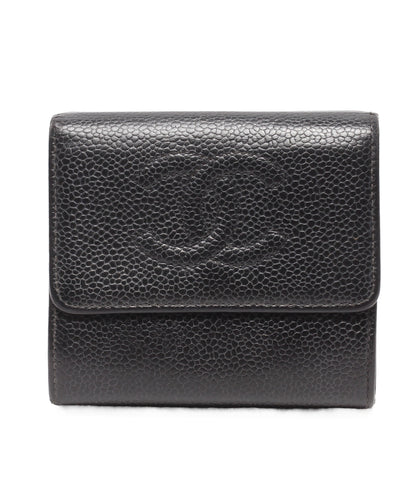 CHANEL Wホック三つ折り財布 キャビアスキン ココマーク レディース シャネル