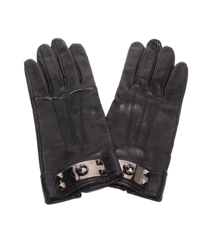 HERMES 手袋 レザーグローブ ラムスキン シルバー金具 コリエドシアン レディース エルメス