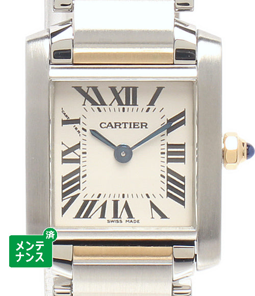 美品 Cartier 腕時計 タンクフランセーズSM クオーツ ホワイト 2384 レディース カルティエ