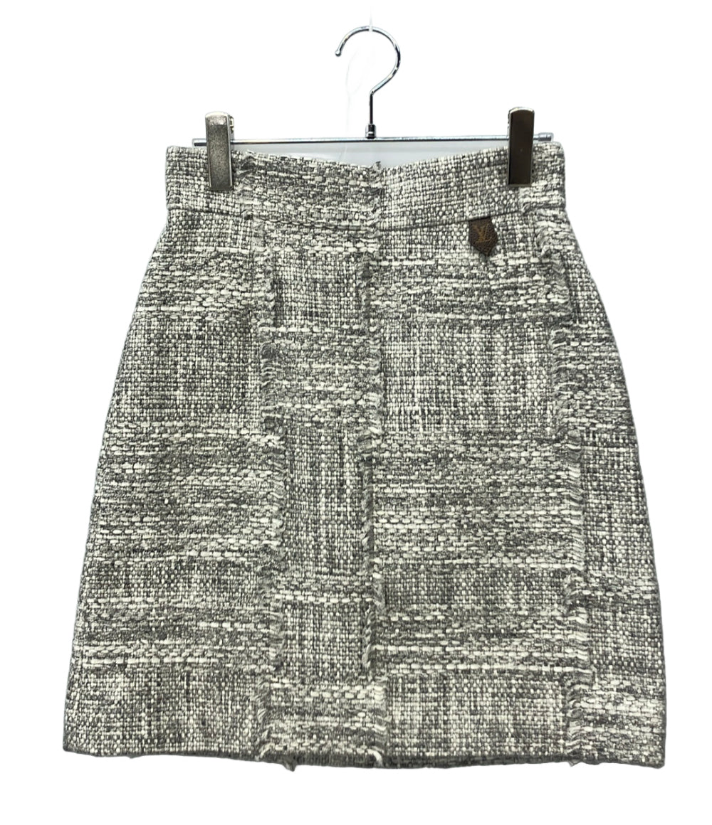 美品 LOUIS VUITTON ミニスカート ツイード ロゴ入りファスナーチャーム RW221B MR2 FMJU96 レディース SIZE 36 (S) ルイ・ヴィトン