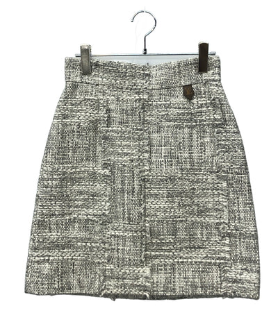 美品 LOUIS VUITTON ミニスカート ツイード ロゴ入りファスナーチャーム RW221B MR2 FMJU96 レディース SIZE 36 (S) ルイ・ヴィトン