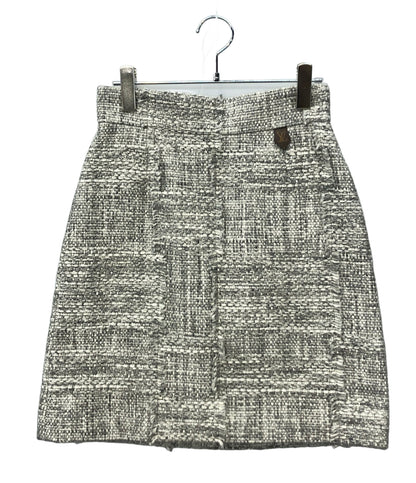 美品 LOUIS VUITTON ミニスカート ツイード ロゴ入りファスナーチャーム RW221B MR2 FMJU96 レディース SIZE 36 (S) ルイ・ヴィトン