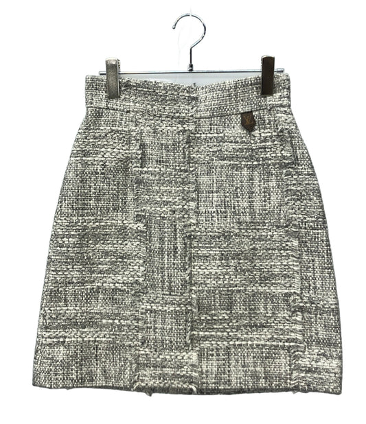 美品 LOUIS VUITTON ミニスカート ツイード ロゴ入りファスナーチャーム RW221B MR2 FMJU96 レディース SIZE 36 (S) ルイ・ヴィトン