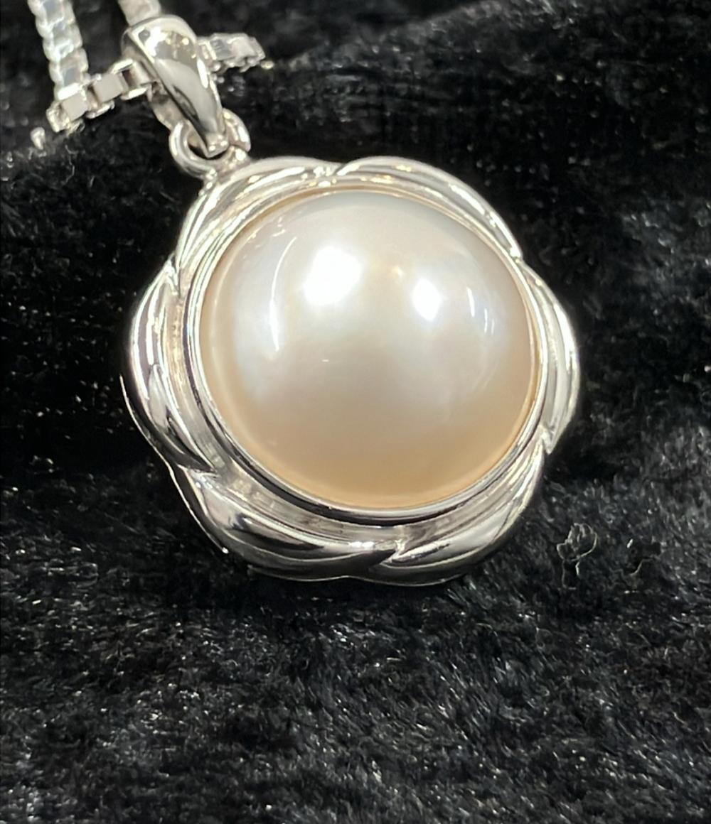 美品 ネックレス SV925 マベパール13mm レディース