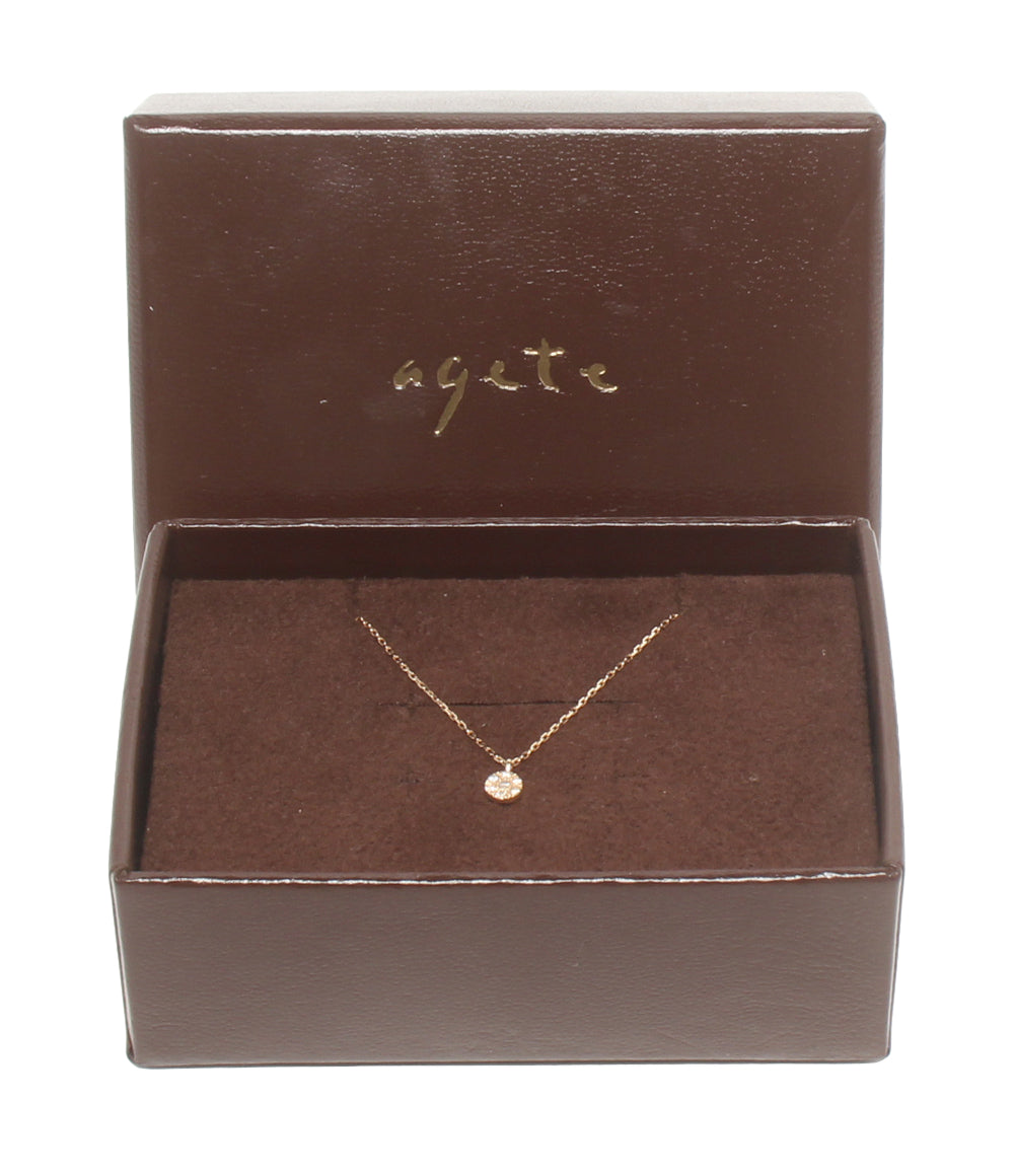 美品 agete ネックレス K10 ダイヤ0.03ct レディース アガット