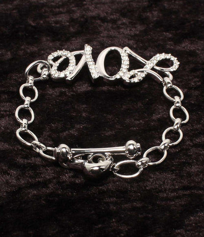 美品 SWAROVSKI ネックレス ハートモチーフ ブレスレット LOVEモチーフ 2点セット レディース スワロフスキー