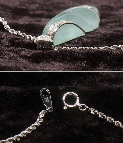 美品 ネックレス K18WG アクアマリン 34.17ct ダイヤ 0.19ct レディース