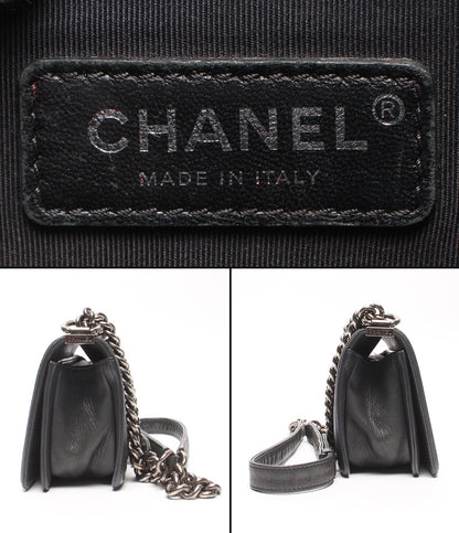 CHANEL チェーンショルダーバッグ 肩掛け 斜め掛け シルバー金具 シングルフラップ   マトラッセ 23番台 ボーイシャネル レディース シャネル