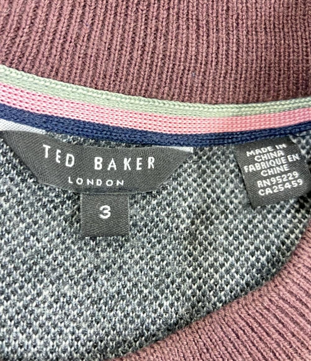 美品 テッドベーカー チェック柄ウールアクリルクルーネックニットセーター 薄手 メンズ SIZE 3 (L) TED BAKER