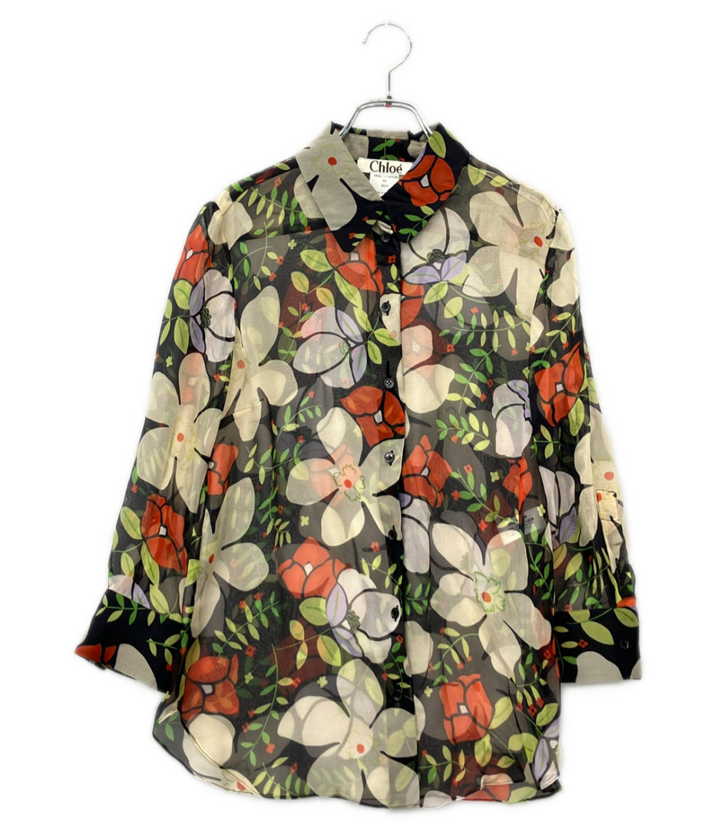 Chloe 長袖 花柄シースルーブラウス 4SBL12-4S026 レディース SIZE 40 (M) クロエ