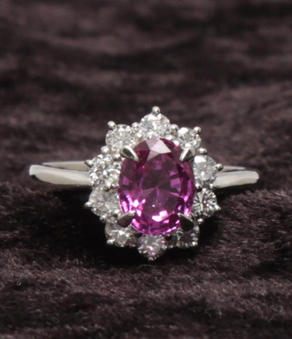 美品 リング 指輪 Pt900 ピンクサファイヤ 1.53ct ダイヤ 0.57ct レディース SIZE 11号