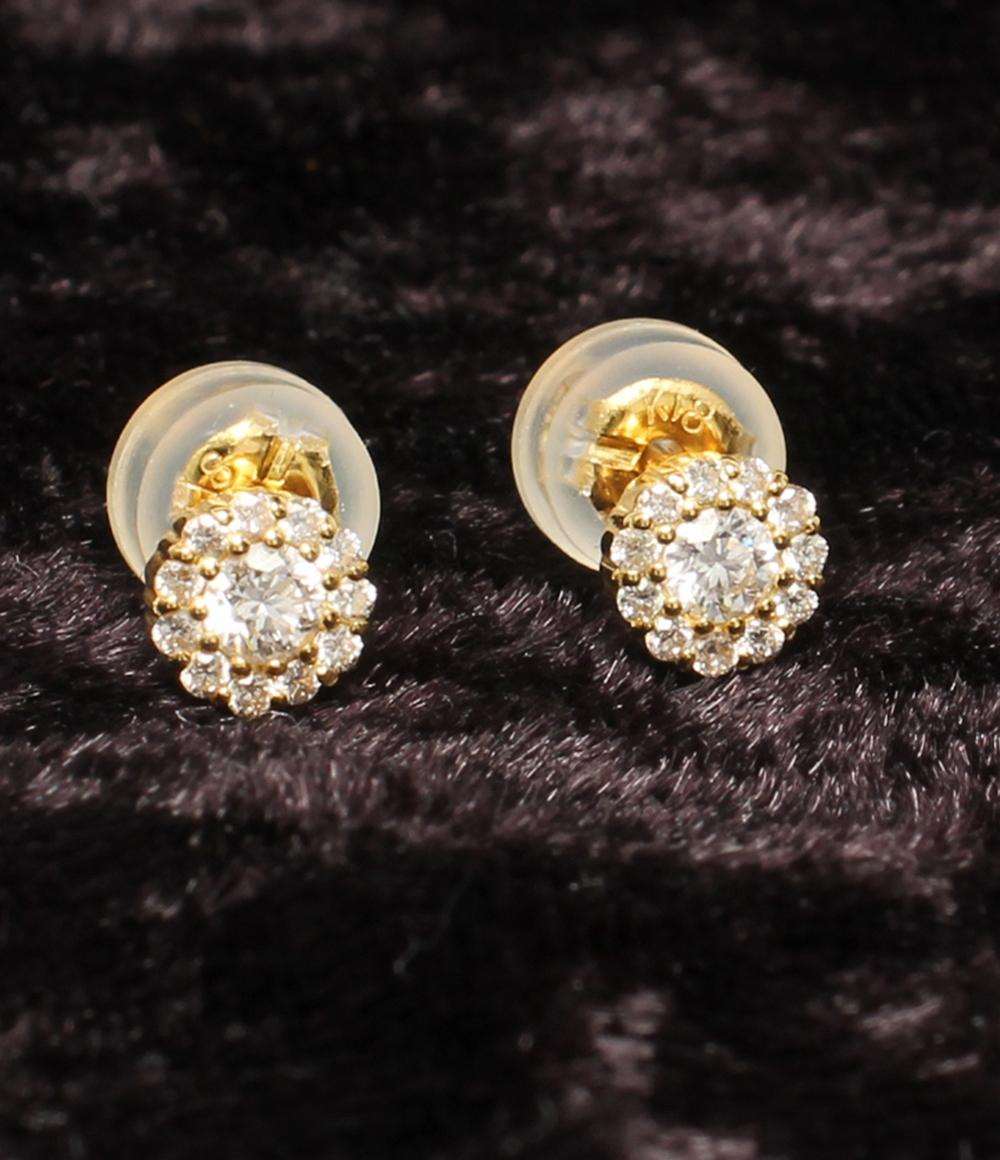 美品 ピアス K18 ダイヤ 0.12ct レディース