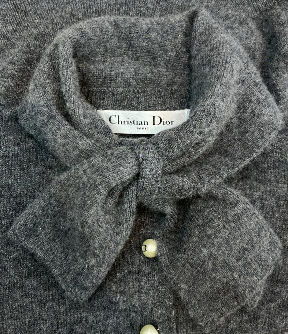 ディオール Dior CDロゴ パールボタン ニット 衣料品 トップス カシミヤ レディース グレー系 354S48AM053 【中古】 ディオール(Dior)ディオール CDロゴ パールボタン ニット 衣料品