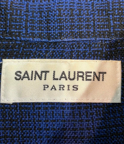 SAINT LAURENT 長袖シャツ エディ期 ウールチェック ウェスタン ブルー ブラック 16AW UP53 2016 00494 SIZE M サンローラン