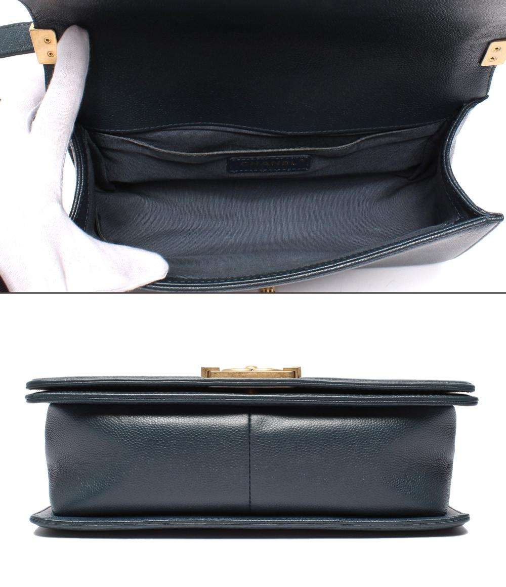 CHANEL チェーンショルダーバッグ ボーイシャネル25 ゴールド金具 Vステッチ キャビアスキン レディース シャネル