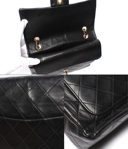 CHANEL チェーンショルダーバッグ ゴールド金具 マトラッセ25 ラムスキン ダブルチェーン ダブルフラップ 1番台 レディース シャネル