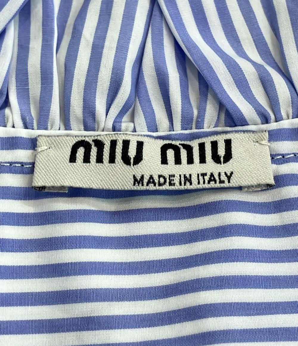 miumiu　ストライプ　コットンシャツ 裾フリル miumiuストライプコットンシャツ 裾フリル