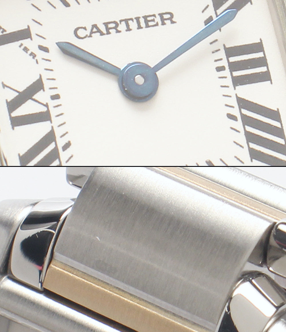 美品 Cartier 腕時計 タンクフランセーズSM クオーツ ホワイト 2384 レディース カルティエ