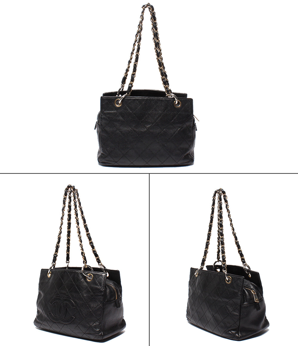 CHANEL チェーンショルダーバッグ ゴールド金具 マトラッセ キャビアスキン 肩掛け 7番台 A18004 レディース シャネル