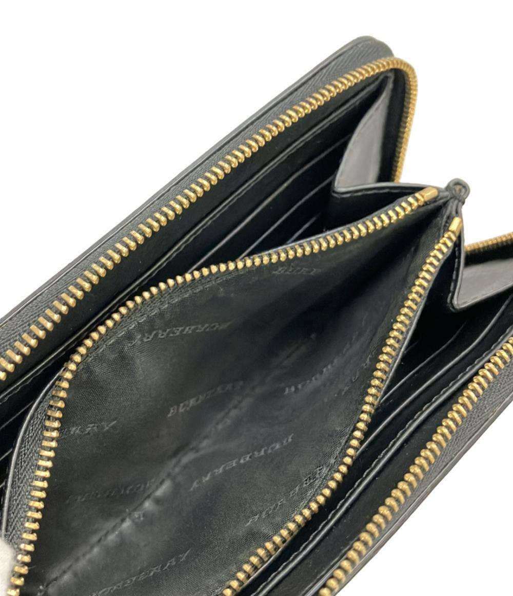 BURBERRY ラウンドファスナー長財布 PVC レザー レディース バーバリー