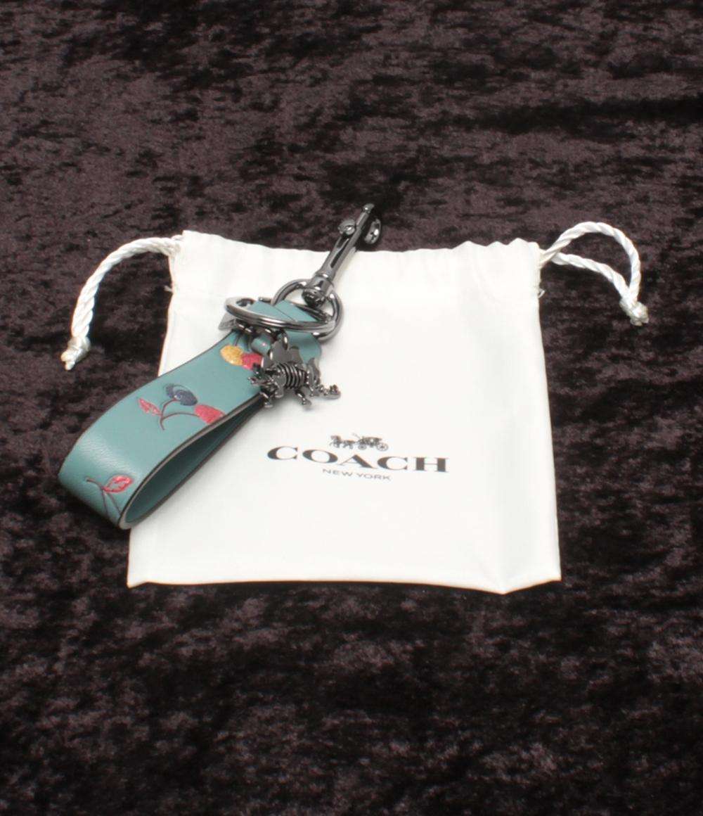 美品 コーチ キーリング チャーム カラビナ 恐竜モチーフ チェリー柄 レディース COACH