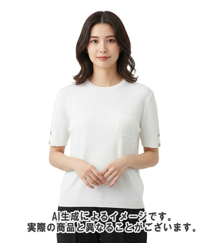 CHANEL 半袖ニット カットソー P76981K11104 レディース SIZE 40 (M) シャネル