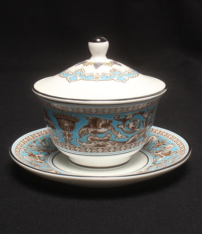 ウェッジウッド カバードオリエンタルティーカップ 蓋付き カップ＆ソーサー フロレンティーンターコイズ WEDGWOOD