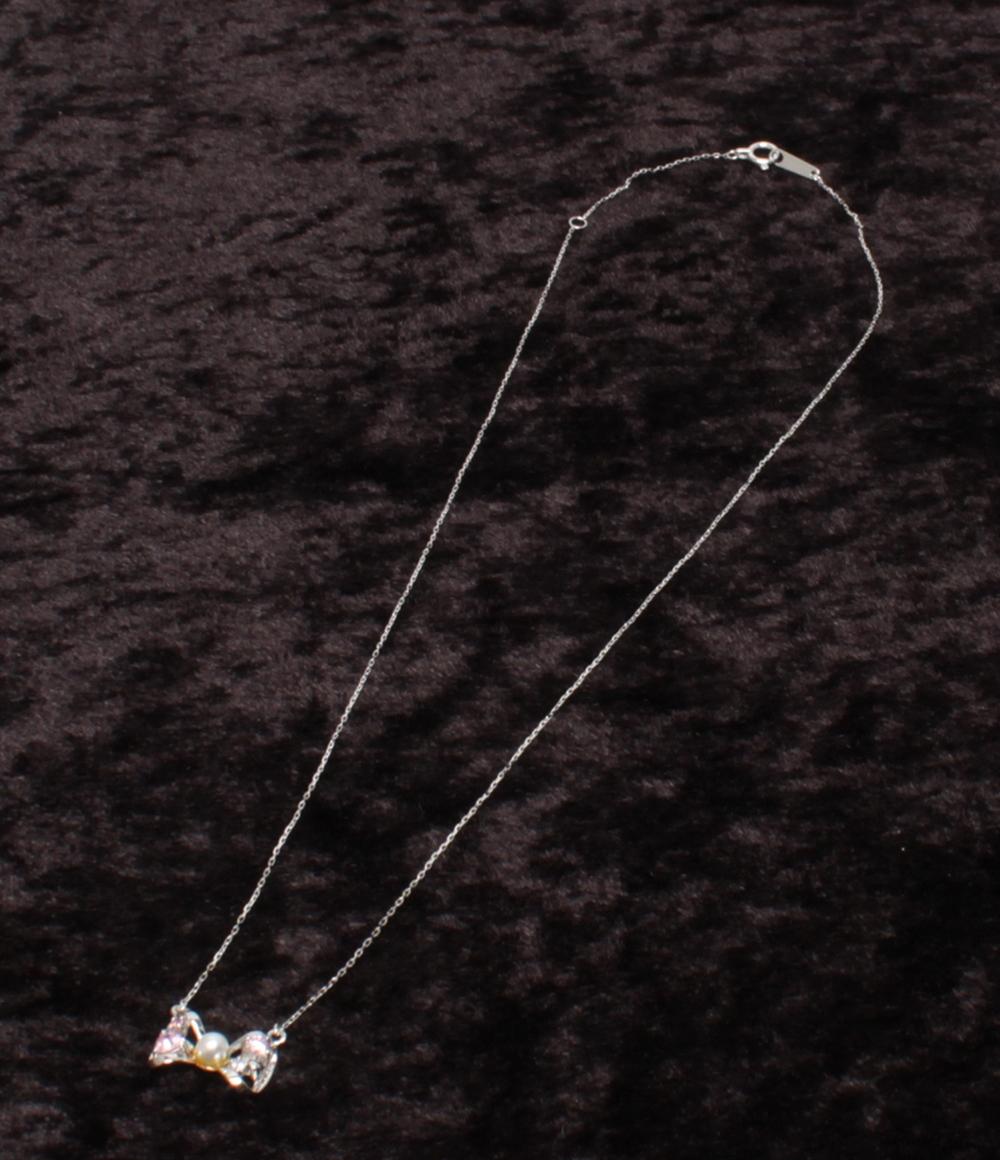 ディズニー ネックレス K10  淡水パール マリーちゃん リボンモチーフ レディース Disney