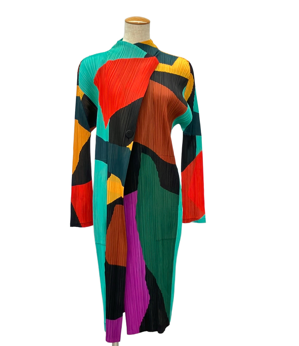 美品 PLEATS PLEASE 長袖カーディガン マルチカラー PP83-JA703 レディース SIZE 3 (L) プリーツプリーズ