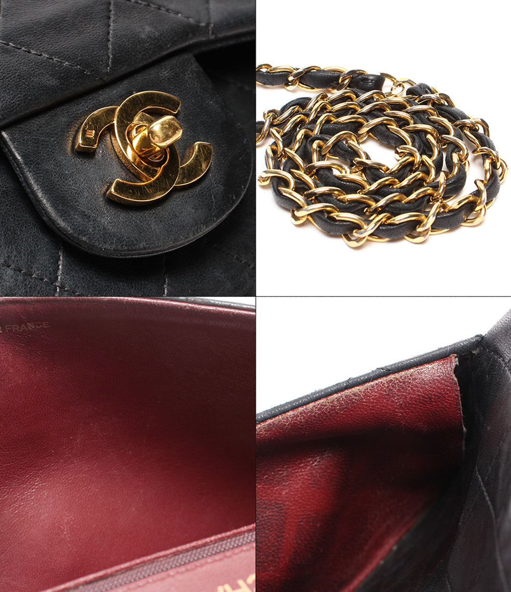 CHANEL チェーンショルダーバッグ 肩掛け ゴールド金具 マトラッセ25 ラムスキン ダブルチェーン ダブルフラップ 1番台 レディース シャネル