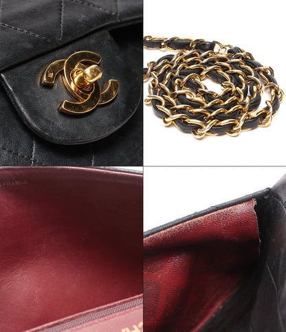 CHANEL チェーンショルダーバッグ 肩掛け ゴールド金具 マトラッセ25 ラムスキン ダブルチェーン ダブルフラップ 1番台 レディース シャネル