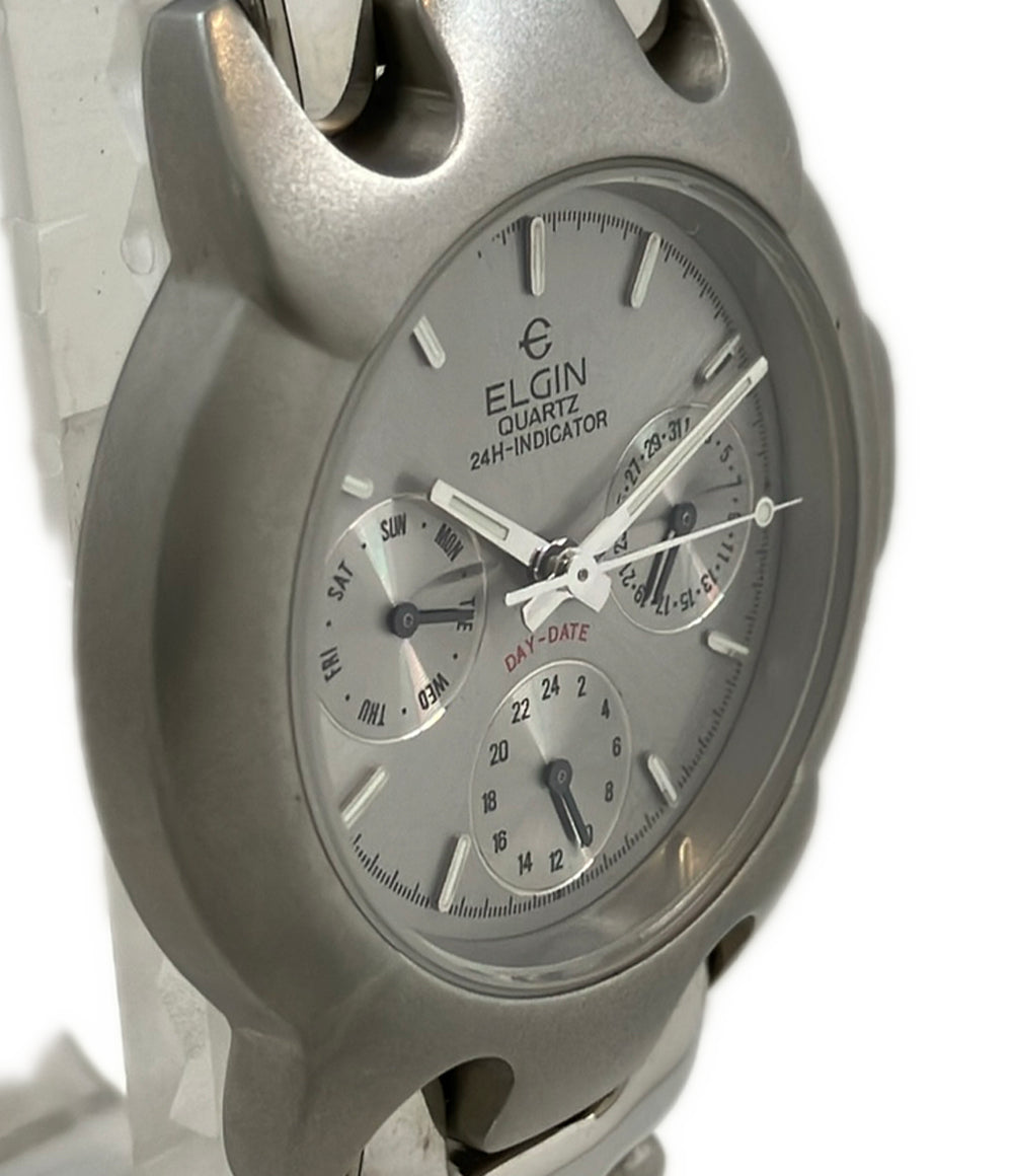 ELGIN 腕時計 クオーツ シルバー FK-366 メンズ エルジン