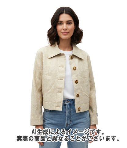 美品 PATOU ジャガードコットンショートジャケット 23S-JA029-0133 レディース SIZE 40 (L) パトゥ