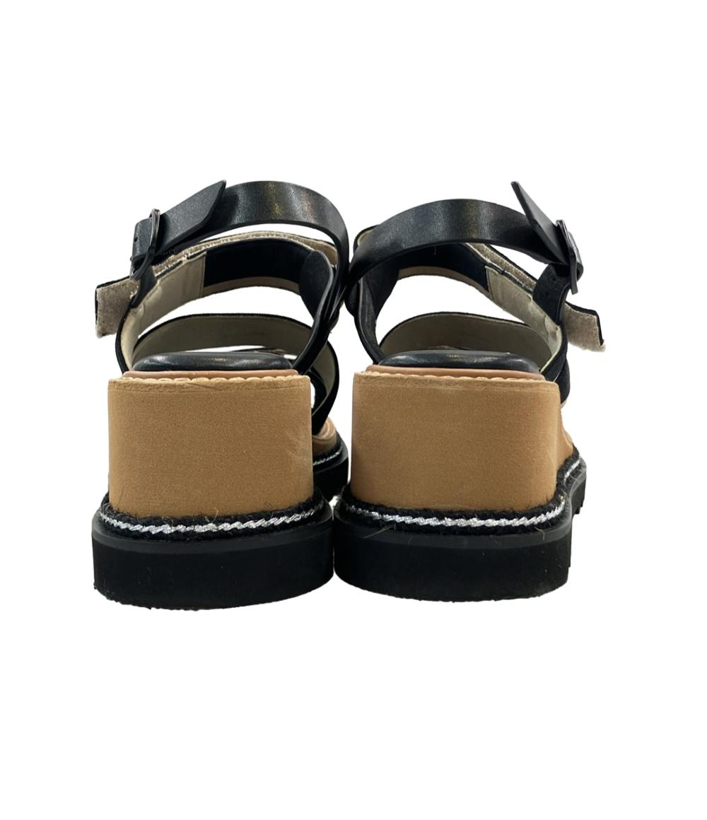 LANVIN en Bleu ロゴストラップウェッジヒールサンダル レディース