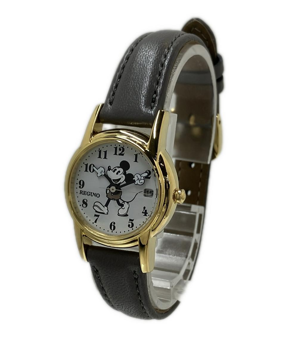 美品 REGUNO 腕時計 ミッキーマウス ソーラー E011-S119596 レディース レグノ