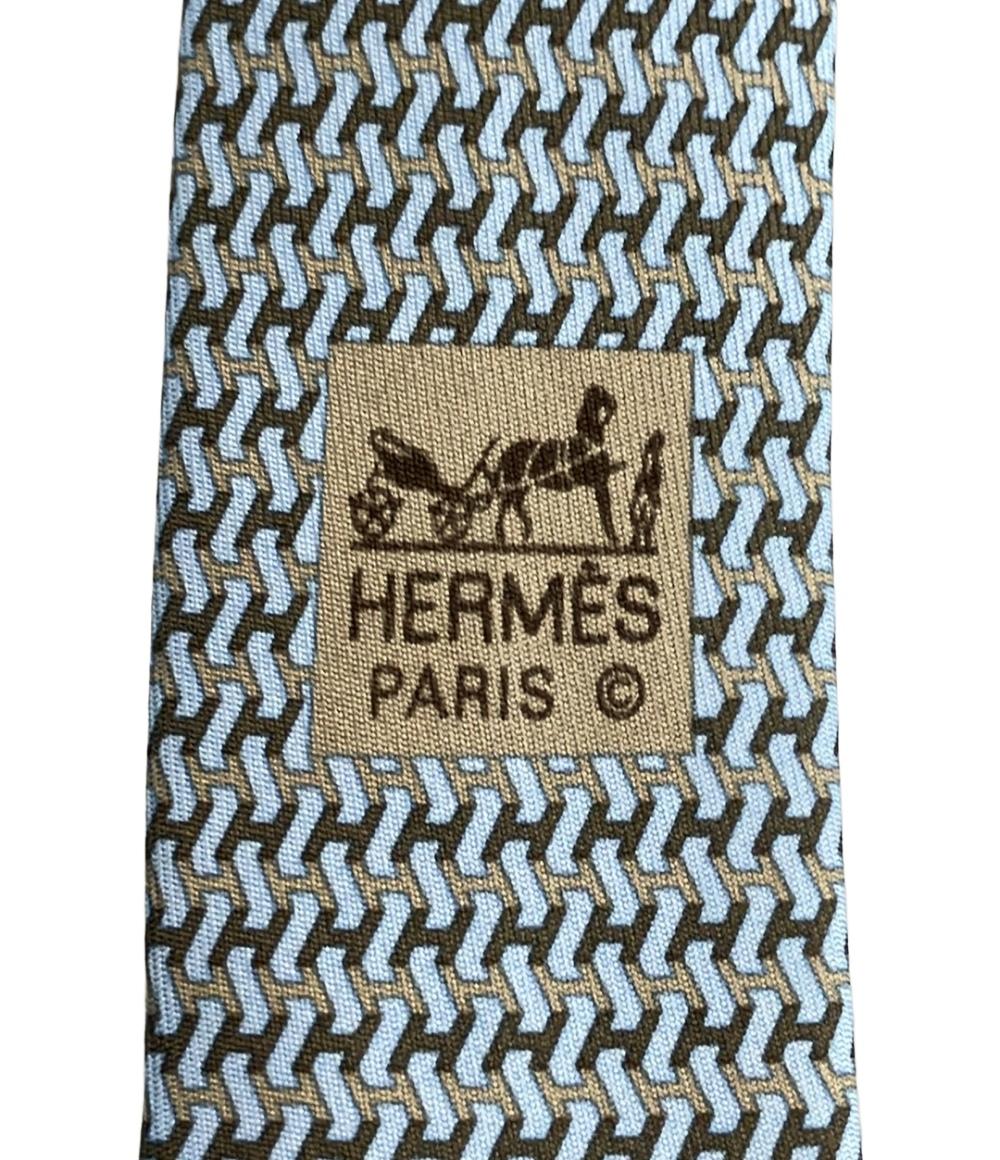 美品 エルメス ネクタイ シルク100% 総柄 メンズ HERMES