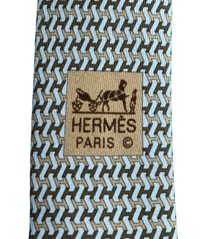 美品 エルメス ネクタイ シルク100% 総柄 メンズ HERMES