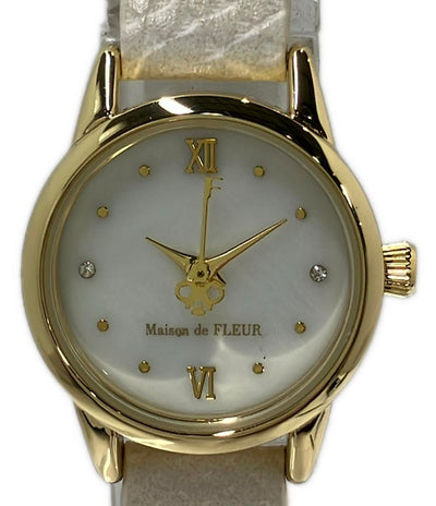 美品 Maison de FLEUR ぬ 腕時計 クオーツ ホワイト レディース メゾンドフルール
