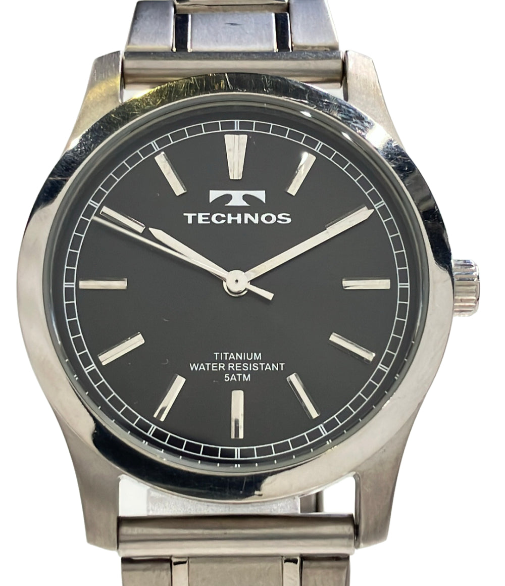 TECHNOS 腕時計 クオーツ ブラック T-1079 メンズ テクノス