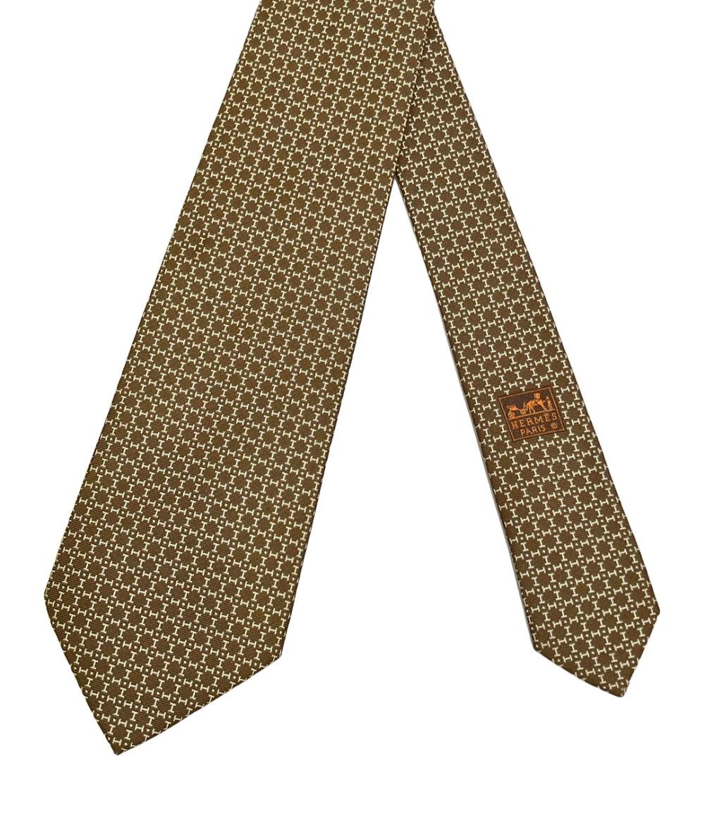 美品 HERMES ネクタイ シルク100% 総柄 メンズ エルメス