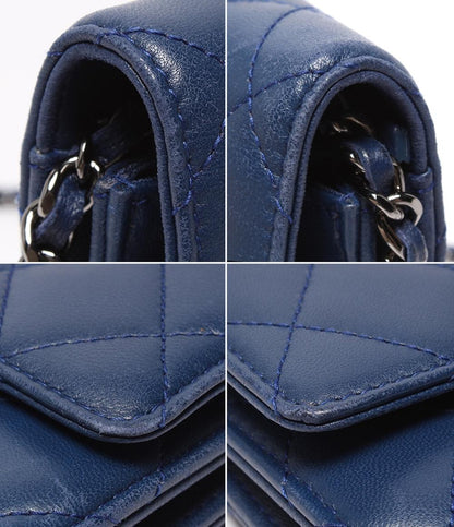 CHANEL チェーンウォレット ショルダーバッグ シルバー金具 マトラッセ ラムスキン A33814 レディース シャネル