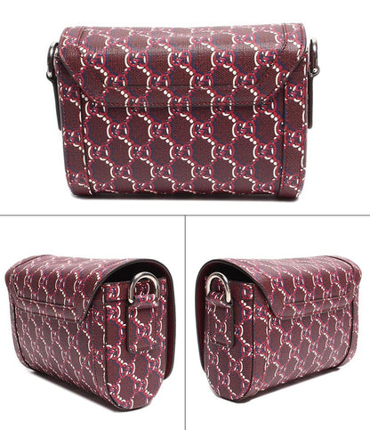 美品 グッチ レザーショルダーバッグ シルバー金具 スーパーミニショルダー GGシャドウ ロッソ アンコーラ レッド キャンバス 802029 525040