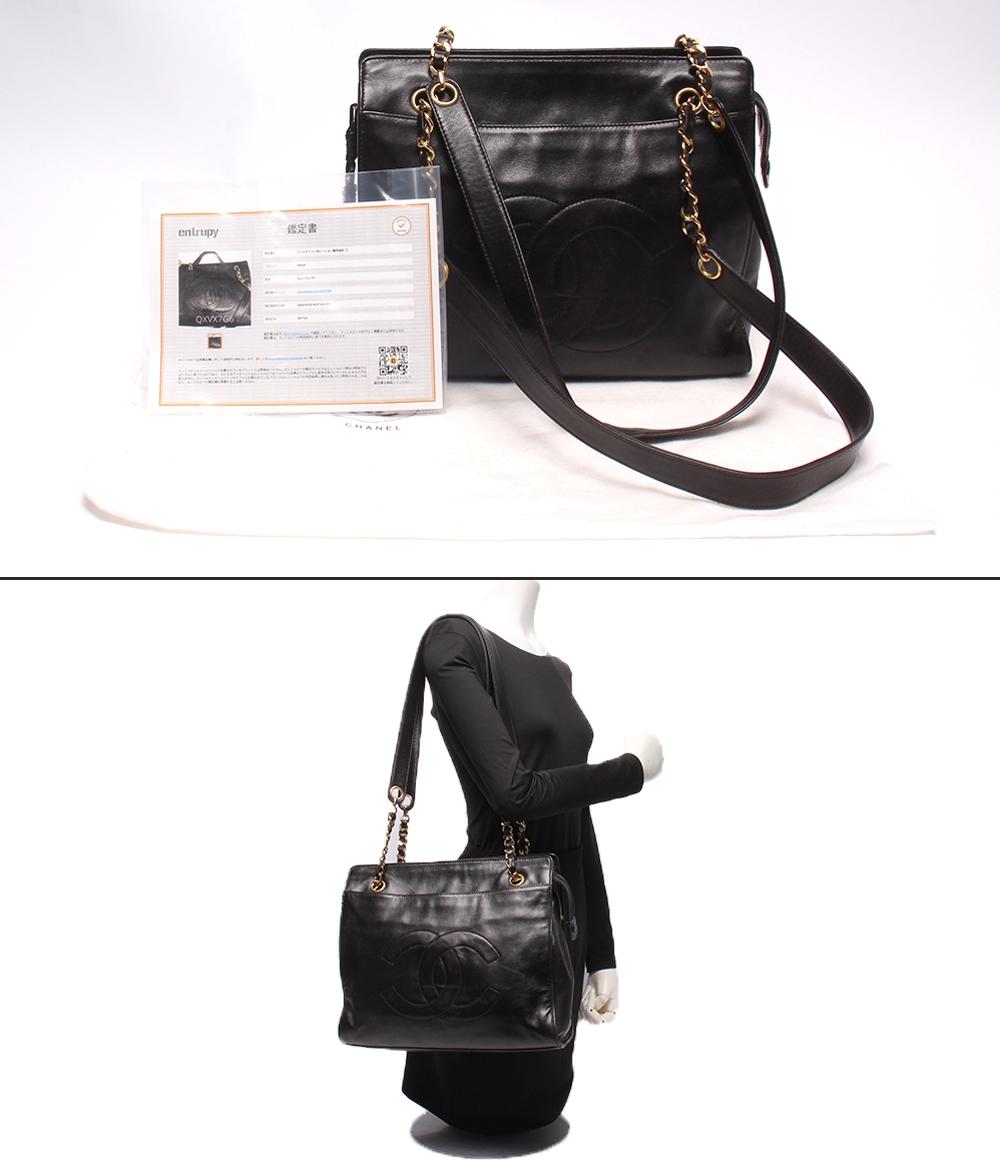 CHANEL チェーントートバッグ Wチェーン 3番台 ラムスキン ゴールド金具 レディース シャネル