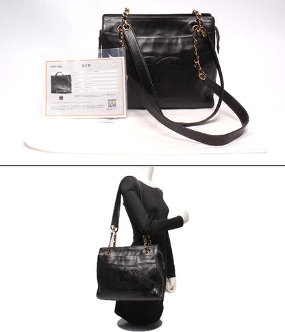 CHANEL チェーントートバッグ Wチェーン 3番台 ラムスキン ゴールド金具 レディース シャネル